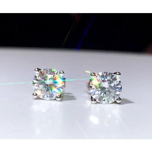 Classic 3ct 8*8mm Round Simulated Diamond Stud Earrings For Women And Men 925 Silver korean earrings eternal wedding Jewelry