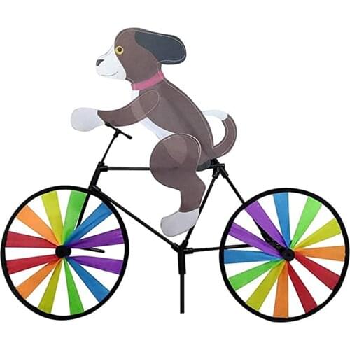 Cat Dog On Bike DIY Windmill 3D Animal Bicycle Wind Spinner Whirligig Garden Lawn Decorative Gadgets Kids Outdoor Toys