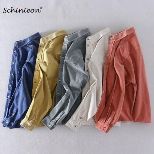 Schinteon Men Corduary Jacket Loose Autumn Outwear Casual Thick Shirt Japanese Style Fashion High Quality New