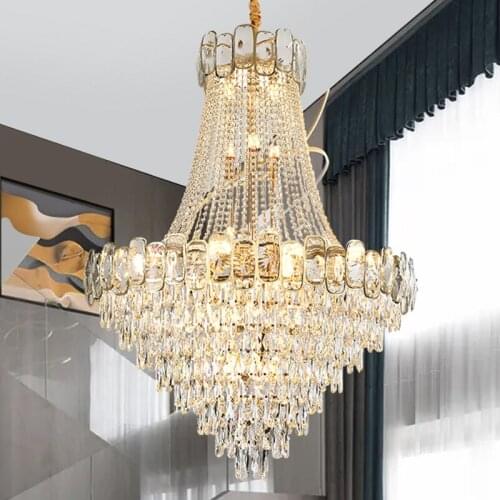 E14 Lamp Villa Living Room Lamp Atmospheric Crystal Chandelier Creative Round Gorgeous Bedroom Lamp Dining Room Lamp