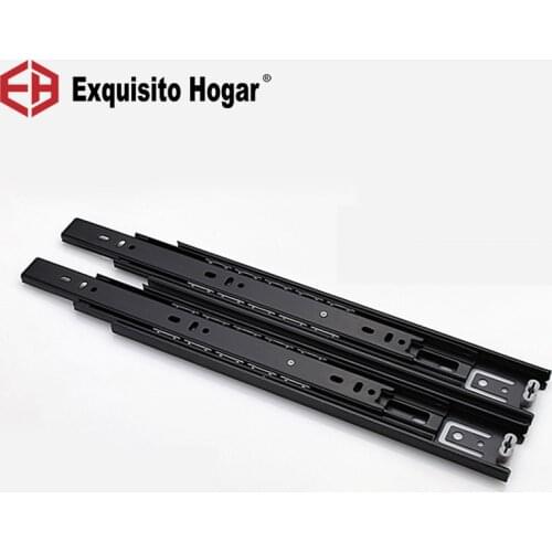 Furniture Hardware Strong Black Drawer Three Rail Silent Wardrobe Guide Rail Cabinet Thickening Slideway Fitting