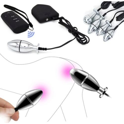 Medical Electric Shock Metal Butt Plug Electronic Stimulation Vaginal Ball Anal Dildo Dilator For Men Women Masturbator Sex Toy