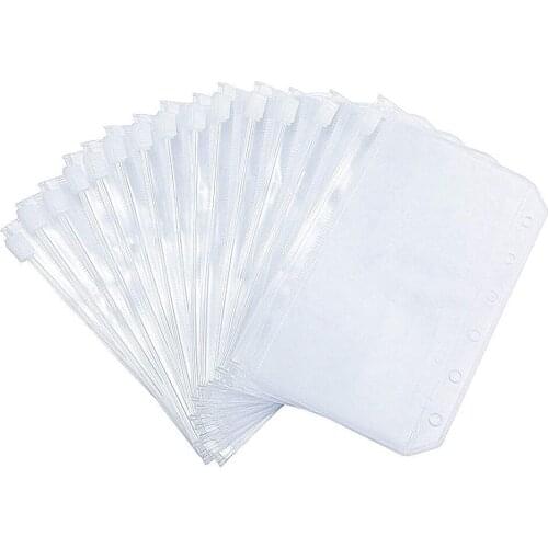 Mini Binder Pockets A7 Size Waterproof PVC 6 Holes Zipper Pouch Bag Folders for 6-Ring Notebook Binder Loose Leaf Bags