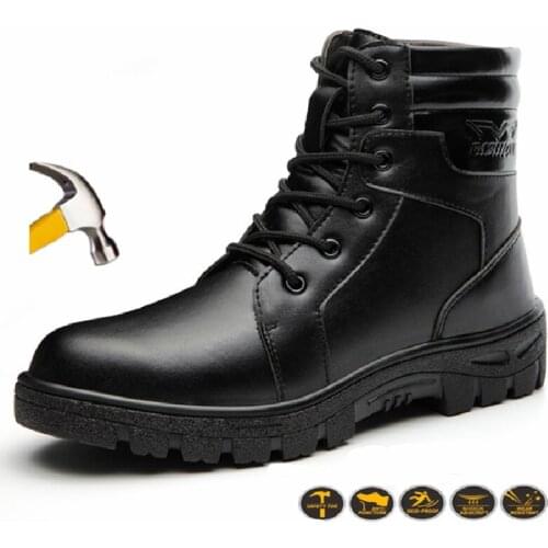 Men Safety Shoes Men Work Shoes Steel Toe Safety Boots Non-slip Puncture-Proof Work Sneakers Breathable Soldier Tactical Boots