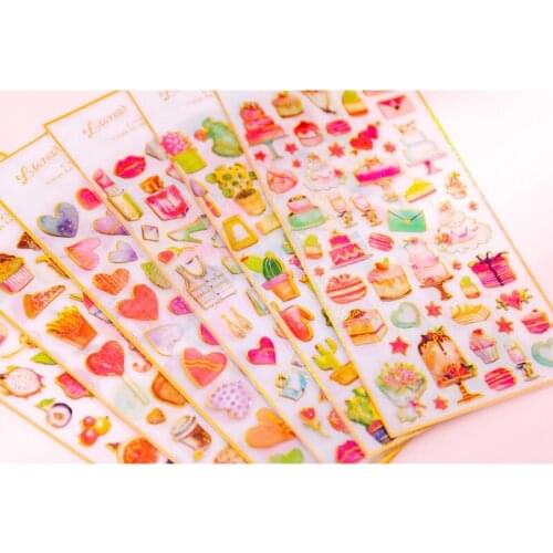 20pack/lot Creative Cute Sweet Cake Crystal Stickers Mini DIY Schedule Seal Daily Decor Stickers Decor Stick Label Free Shipping