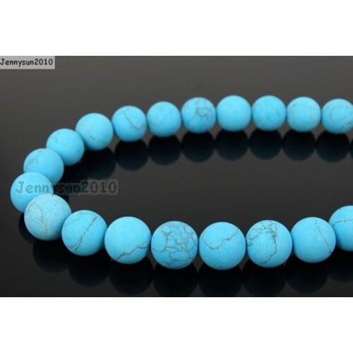 Natural Matte Stabilized Tur-quoise 4mm Frosted Gems stones Round Ball Loose Spacer Beads 15'' 5 Strands/ Pack