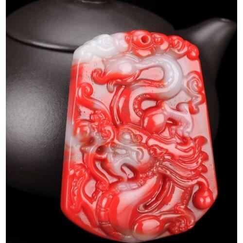 Natural Xinjiang Color Jade Stone Dragon Jade Pendant Jewelry Lucky Safety Auspicious Amulet Pendant Jade Fine Jewelry