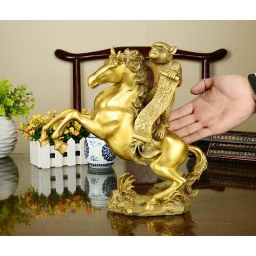 Office home efficacious protective Talisman House Protection # monkey on horse auspicious Mascot BRASS statue