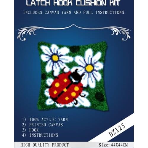 Oneroom 2 DIY Needlework Unfinished Crocheting Rug Yarn Cushion Mat Ladybird Flowers Embroidery carpet