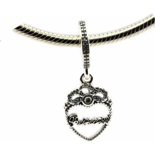 Princess Crown Heart Clear CZ Crystal Silver Charms for Women Bracelets Silver 925 Original Charms for Jewelry Making Girls DIY