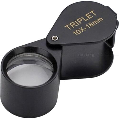 Portable Fodlable HD Jewelry Magnifiers Pocket Optical Glass Jewel Idenfy Loupe Metal Handheld Magnifying Glass 10x