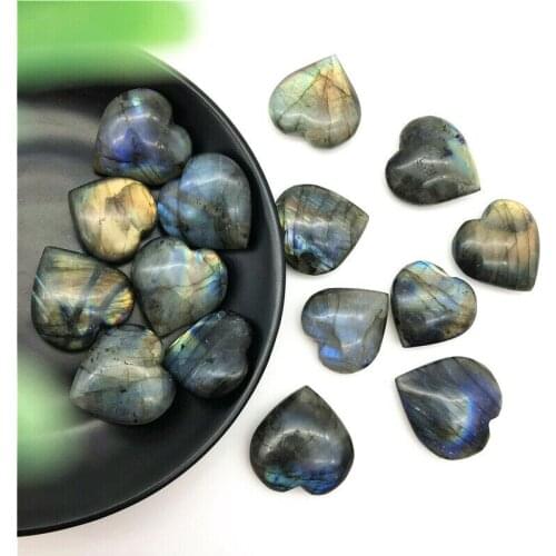 Drop Shipping Natural Labradorite Heart Shape Crystal Moonstone Tumbled Stone Reiki Healing Decor Natural Stones and Crystals