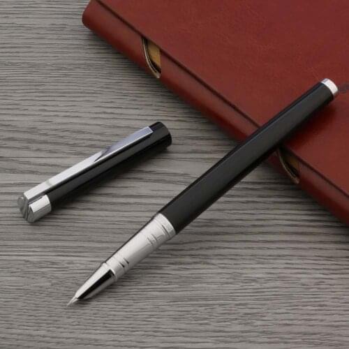 Luxury High Quality Brand 1206 New Black Silver Fountain Pen Calligraphy 0.38MM NIB Finance Stationery Office School Supplies