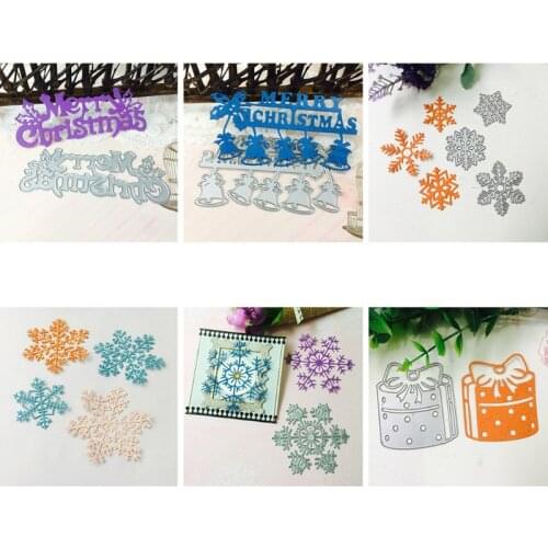 Merry Christmas Bell Snowflake Gift Metal Cutting Dies Stencil DIY Scrapbooking Embossing Paper Card Decor