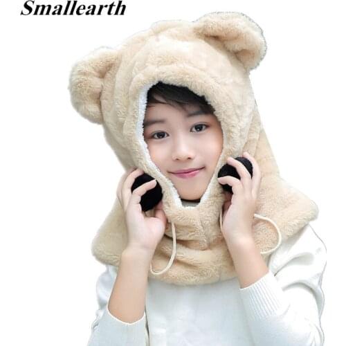 Childrens Winter Cotton Hats Girls Boys Baby Crochet Warm Caps Scarf Set Child Windproof Bonnet Enfant Knit Cute Hat For Kids