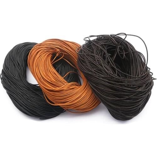 2-5m/lot 1.5 2 2.5 3 4 5 6mm 3 Color Genuine Cow Leather Round Thong Cord DIY Bracelet Findings Rope String For Jewelry Making