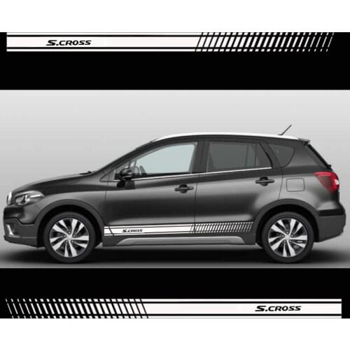 2Pcs Stylish car door side sticker vinyl body decal racing stripe sticker for Suzuki Scross Car accessories
