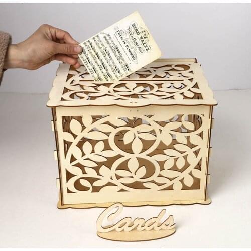 Wedding Card Box Birthday Party Decorations Rustic Wooden Card Box DIY Money Box Gift For Guest