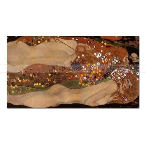 Top Art Handmade oil painting reproduction Water Snakes II by Gustav Klimt Hand-Painted Oil Painting For Home Library Decor