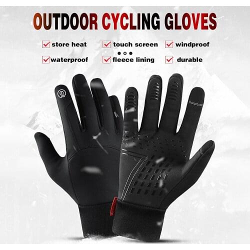 Men Women Cycling Gloves Windproof Fleece Lining Touchscreen Bike MTB Anti-Slip Bicycle Skiing Motorcycle gloves Winter