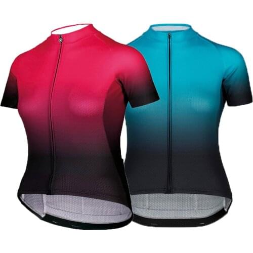 Gradient Polysters Women Bicycle Cycling Jersey Summer Motocross Clothes For Women Motocycle Jersey Mtb Jersey Ciclismo Mujer
