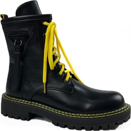 EGTPINAOP Autumn Womens Ankle Boots Platform Rubber Outsole Lace Up Martin Boots Contrasting Color Laces Casual Outdoor 2021