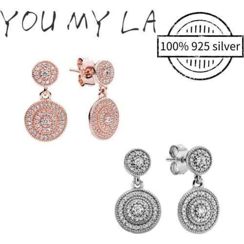 Silver Earrings Real 925 Sterling Silver Luxry Pave Zircon Earrings for Women Fashion Silver Earring Jewelry Gift