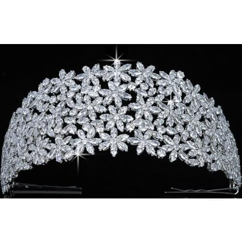 Crown HADIYANA Flower Design Temperament Women Wedding Bridal Hair Accessories Party Tiaras And Crowns Zircon BC5460 Corona