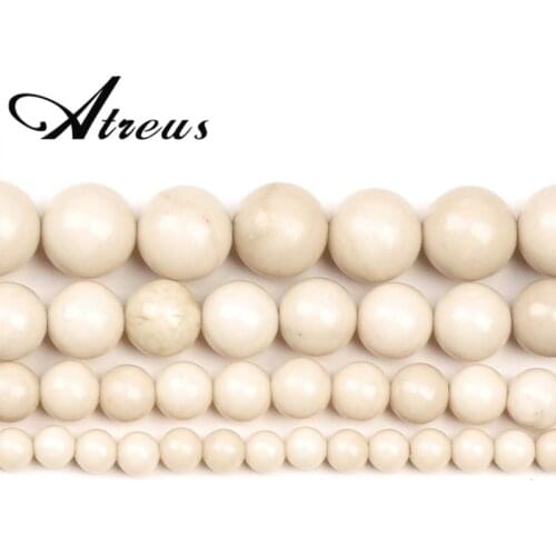 White Fossil Stone New Natural Stone Beads Shiny Round Beads For Jewelry Making 4/6/8/10mm Jadeite DIY Bracelets Necklace