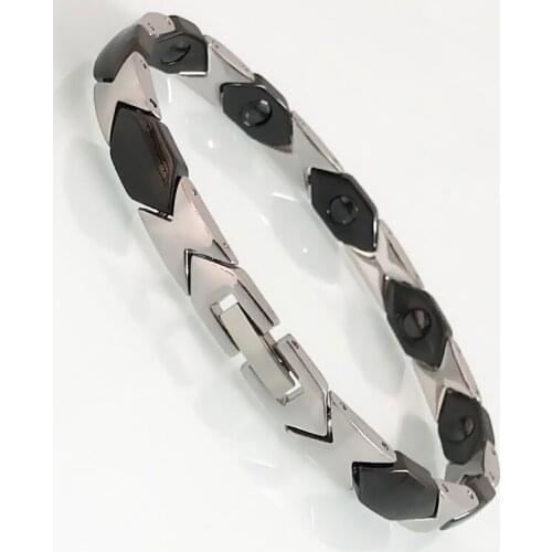 Black Ceramic Stainless Steel On Hand Bracelets For Women Ladies Health Care Hematite Magnetic Therapy Bangles Female Jewelry