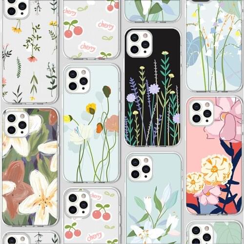 Ciciber Funda Case for Iphone 12 Case for IPhone 12 11 Pro XR 7 X XS Max Mini 8 6 6S Plus 5 SE 2020 Silicone Vogue Flower Plant