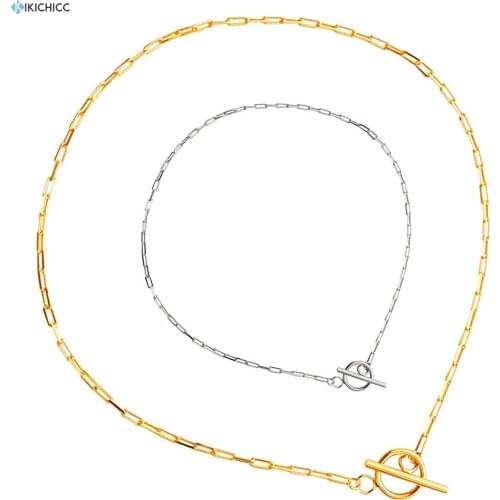 Kikichicc 100% 925 Sterling Silver Geometric Chain Necklace Locker Clasp Square Horoscope Chains Rock Punk Party Luxury Jewelry