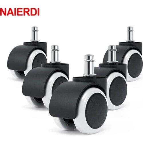 NAIERDI 5pcs Universal Mute Wheel 2" Office Chair Caster Replacement Casters Swivel Rollers 360 Degree Furniture Wheel Hardware