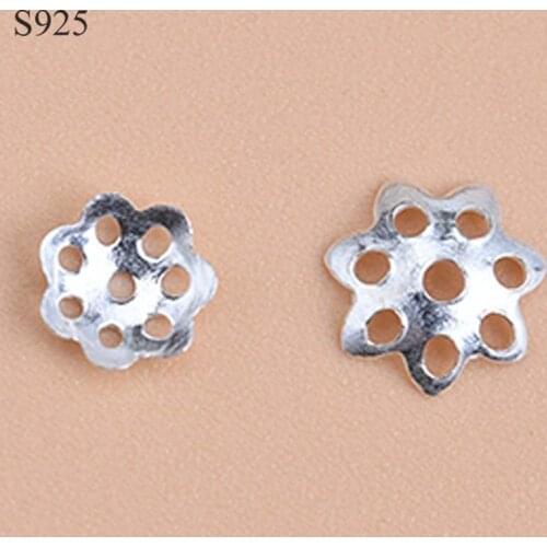10-20pcs Real Solid 925 Sterling Silver Flower Bead Caps Fillagree Bead Caps Necklace Bracelet Connector Jewelry Making Findings