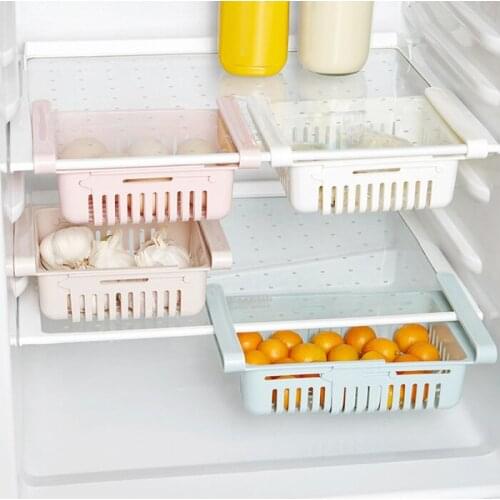 Food Storage Box Adjustable Refrigerator Storage Rack Refrigerator Pull-out Drawers Organizer Grain Storage Box Fruit Containers