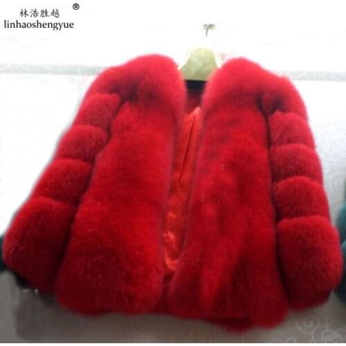 Linhaoshengyue Red Fur Coats