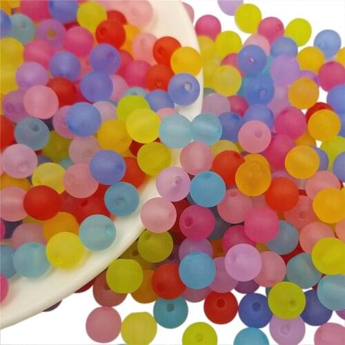 50pcs/10mm Handmade DIY Frosted Round Beads Transparent Candy Color Spacer Beads DIY Handmade Jewelry Necklace Bracelet