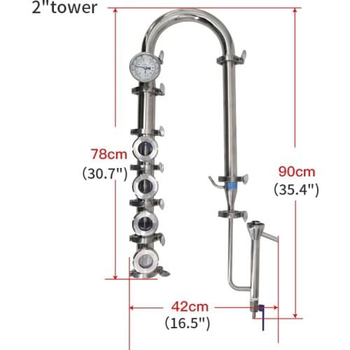 HOOLOO 2/3/4 inch Copper Bubble Plates Distillation Column For Distillation Stainless Steel 304 Column