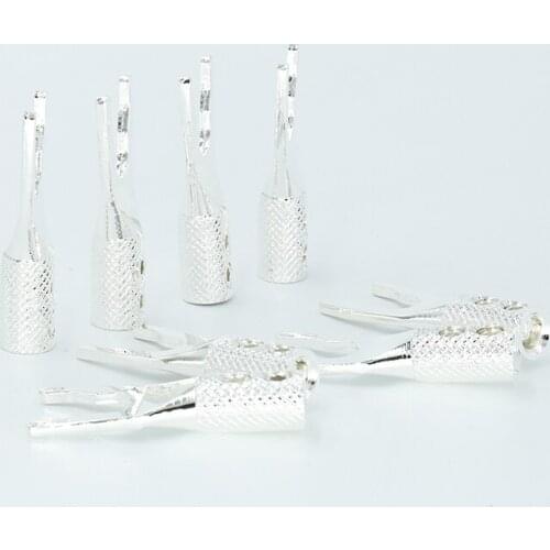 Pure Copper Silver Plated Copper Spade Plug Speaker Cable Wire Connector