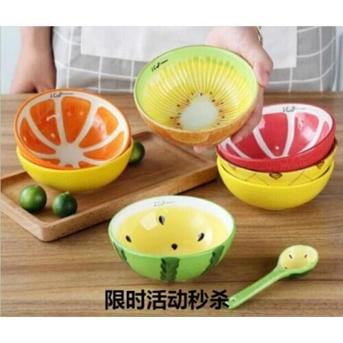 Cartoon creative lovely dessert fruit watermelon salad rice bowl dishes