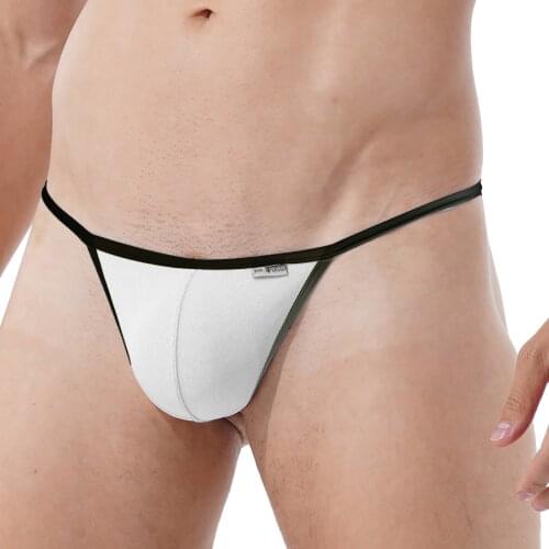 Men Breathable Exotic Bulge Pouch G-String Underwear Low Rise Briefs Thongs Stretchy Elastic Waistband T-Back Underpants Undie