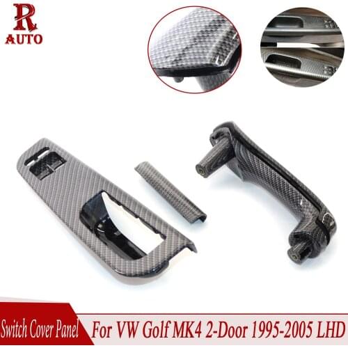 R-AUTO Car Window Switch Control Panel Trim LHD Carbon Fiber Pattern For VW Golf MK4 2-Door 1995-2005 Carbon Fiber Pattern