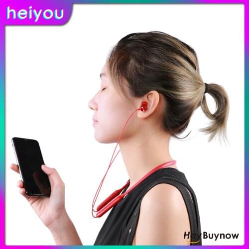 Heiyou Earphone Bluetooth4.1 Wireless Headset Magnetic Neckband Earphones IPX5 Waterproof Sport Earbud with Noise Cancelling Mic