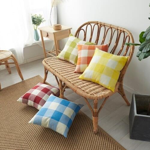 Plaid Striped Throw Pillow Covers Sofa Chair Decorative Linen Cushions Cover Red Blue Pillowcase 30x50/40x40/45x45/55x55/60x60cm