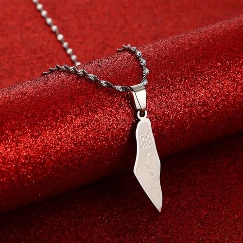 Stainless Steel Israel Map Pendant Necklace Enamel Jewish Jewelry Israel Map Fashion Jewelry