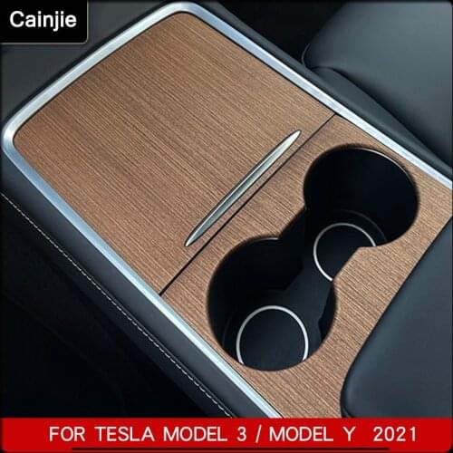 2021 New Tesla Car Central Control Panel Wood Grain Patch For Tesla Model 3 Accessories Model Y Interior Styling stickers ABS