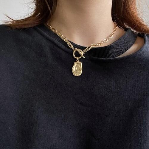 Huge Bud Thick Chain Toggle Clasp Gold Necklaces Mixed Linked Circle Necklaces for Women Minimalist Choker Necklace Hot Jewelry