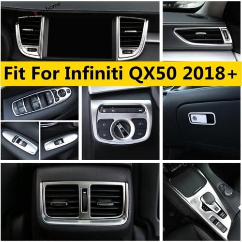 Shift Gear Head Light Lamp Button AC Air Conditioning Panel Cover Trim Stainless Steel Accessories For Infiniti QX50 2018 - 2021