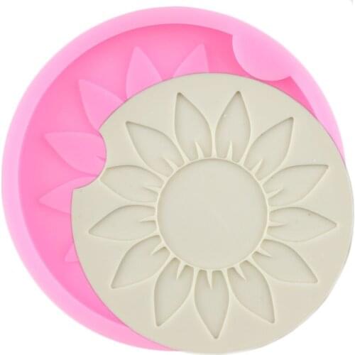 Sunflower Coaster Silicone Molds Flower Round Geode Coaster Agate Mold Keychain Epoxy Resin Mold Chocolate Candy Fondant Moulds