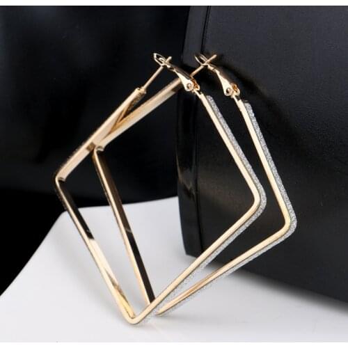 Hot Party Square 3cm/4cm/5cm Earrings Fashion Trendy Hoop Earrings Circle Elegant Simple Pierced Silvery/Golden 2 Colors Bijoux
